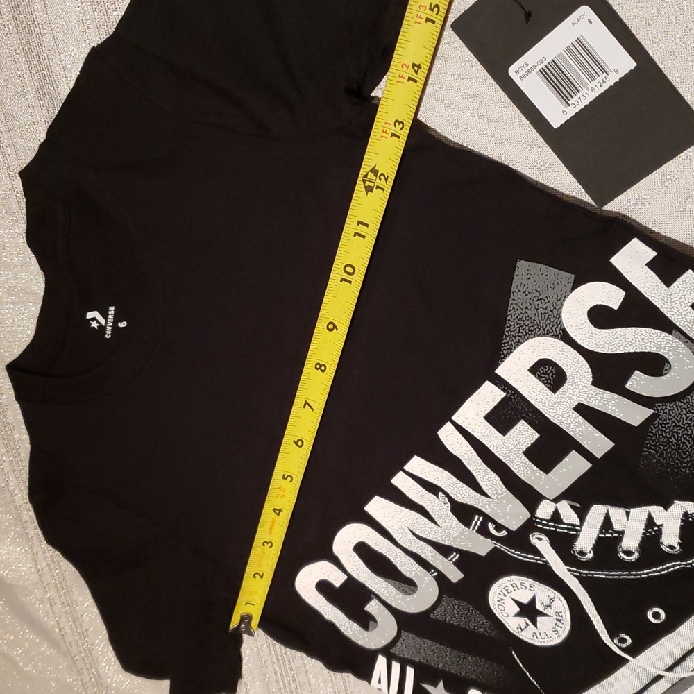 Converse RARE! NEW 1908 Worldwide T-Shirt Tee Boys size 6 (M) BLACK NWT - Picture 8 of 8
